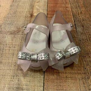Mini Melissa baby toddler girl shoes with bows in silver -5